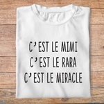 fltf1- Les trois frères - C'est le mimi c'est le rara c'est le miracle - t shirt plié homme - couleur blanc