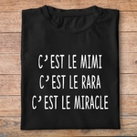 fltf1- Les trois frères - Cest le mimi cest le rara cest le miracle - t shirt plié homme - couleur noir