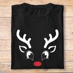 fen1- noel- Renne nez rouge - t shirt plié homme - couleur noir