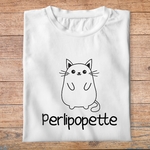 fa4- animaux - Chat perlipopette - t shirt plié homme - couleur blanc