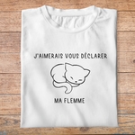 fa5- animaux - j'aimerais vous déclarer ma flemme - t shirt plié homme - couleur blanc