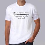 fk3- Kaamelott -Moi je réponds merde en principe ca passe avec tout- t shirt homme blanc -tee shirt - série - francaise - roi arthur - m6 - alexandre astier - leodagan