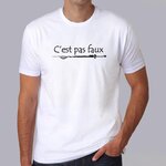 fk5- Kaamelott - Cest pas faux - t shirt homme blanc - tee shirt - série - francaise - roi arthur - m6 - alexandre astier - perceval