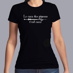 fk10- Kaamelott -T Shirt Le Caca des Pigeons cest Caca ! Kaamelott -  t shirt femme noir - tee shirt - série - francaise - roi arthur - m6 - alexandre astier - kadoc