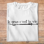 fk4- Kaamelott -le gras c'est la vie - t shirt plié homme - couleur blanc
