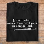 fk6- Kaamelott - Le nord selon comment on est tourné ca change tout - t shirt plié homme - couleur noir