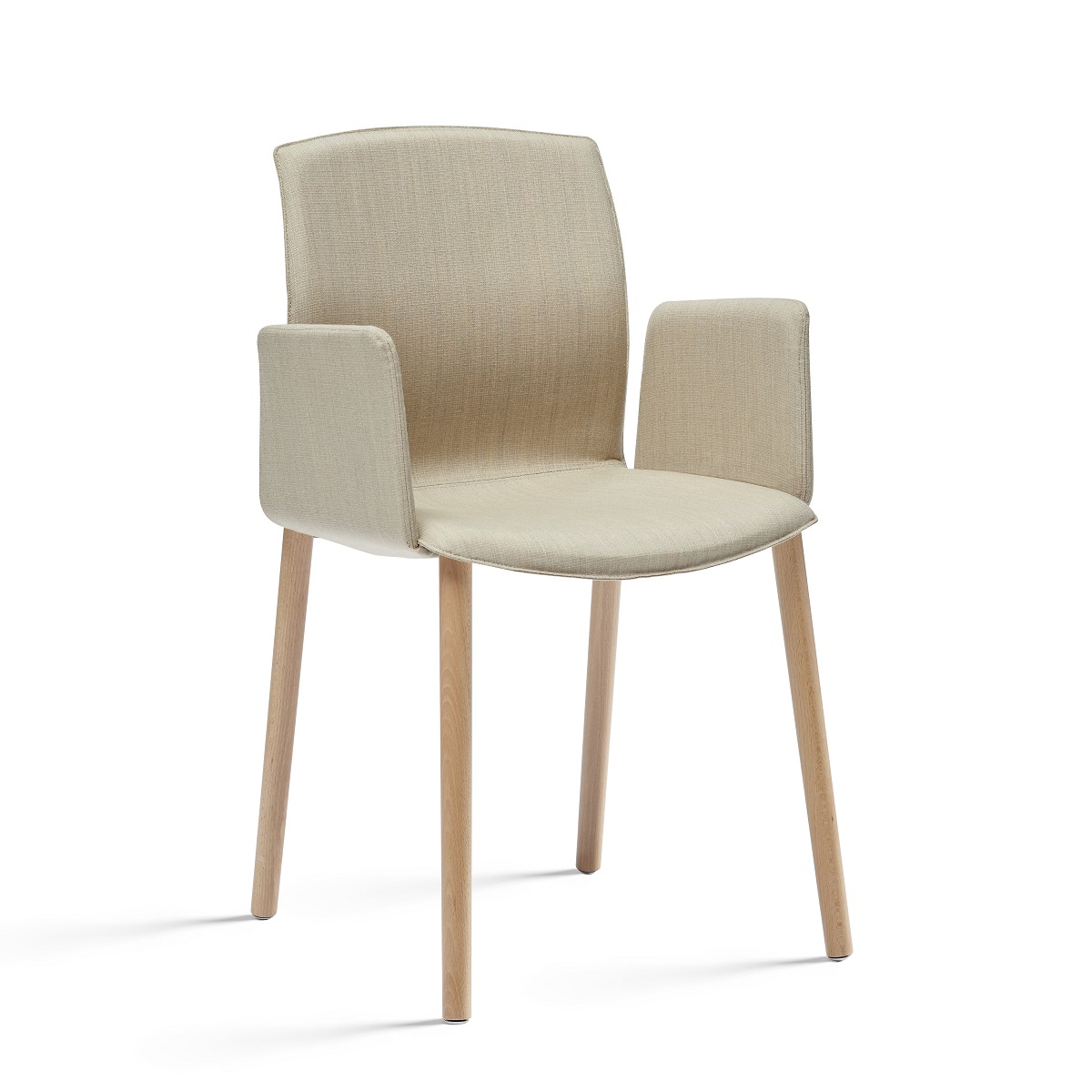 Chaise de réunion avec accoudoirs tapissés tout piètement