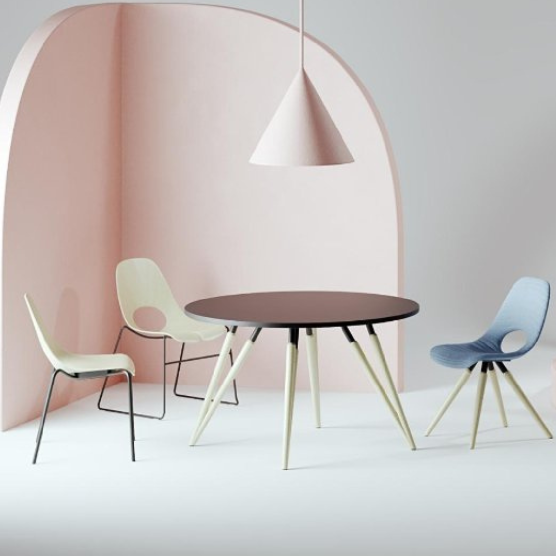 Table ronde de réunion style scandinave Tauko