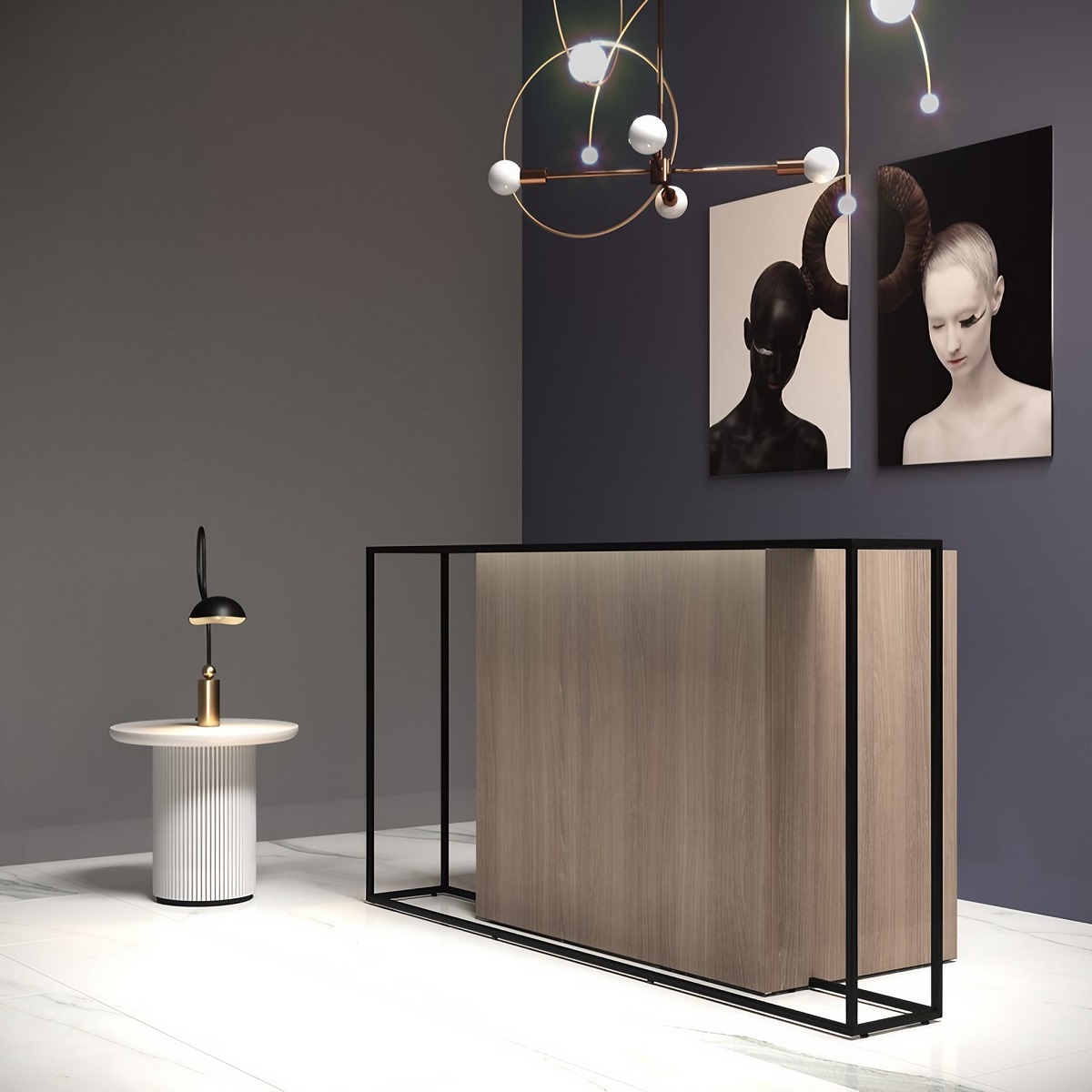 Banque d’accueil design minimaliste et moderne