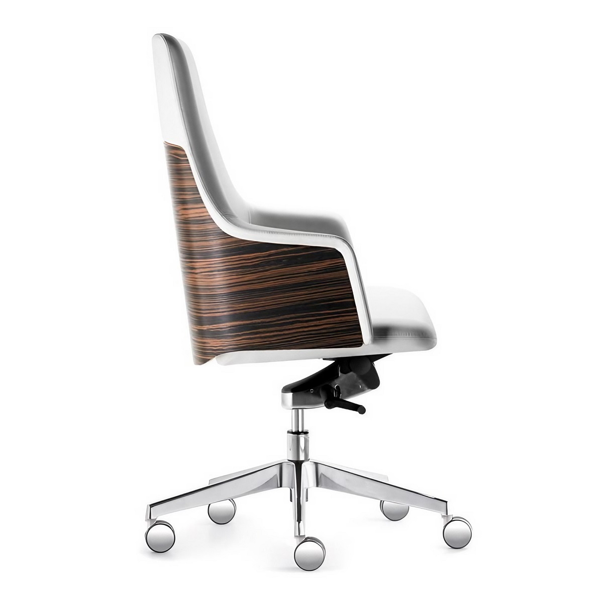 Fauteuil de direction en cuir véritable coque noyer ou ébène