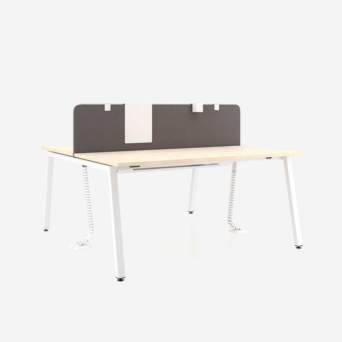 Bureau partagé 2 places avec plateau coulissant pour open space