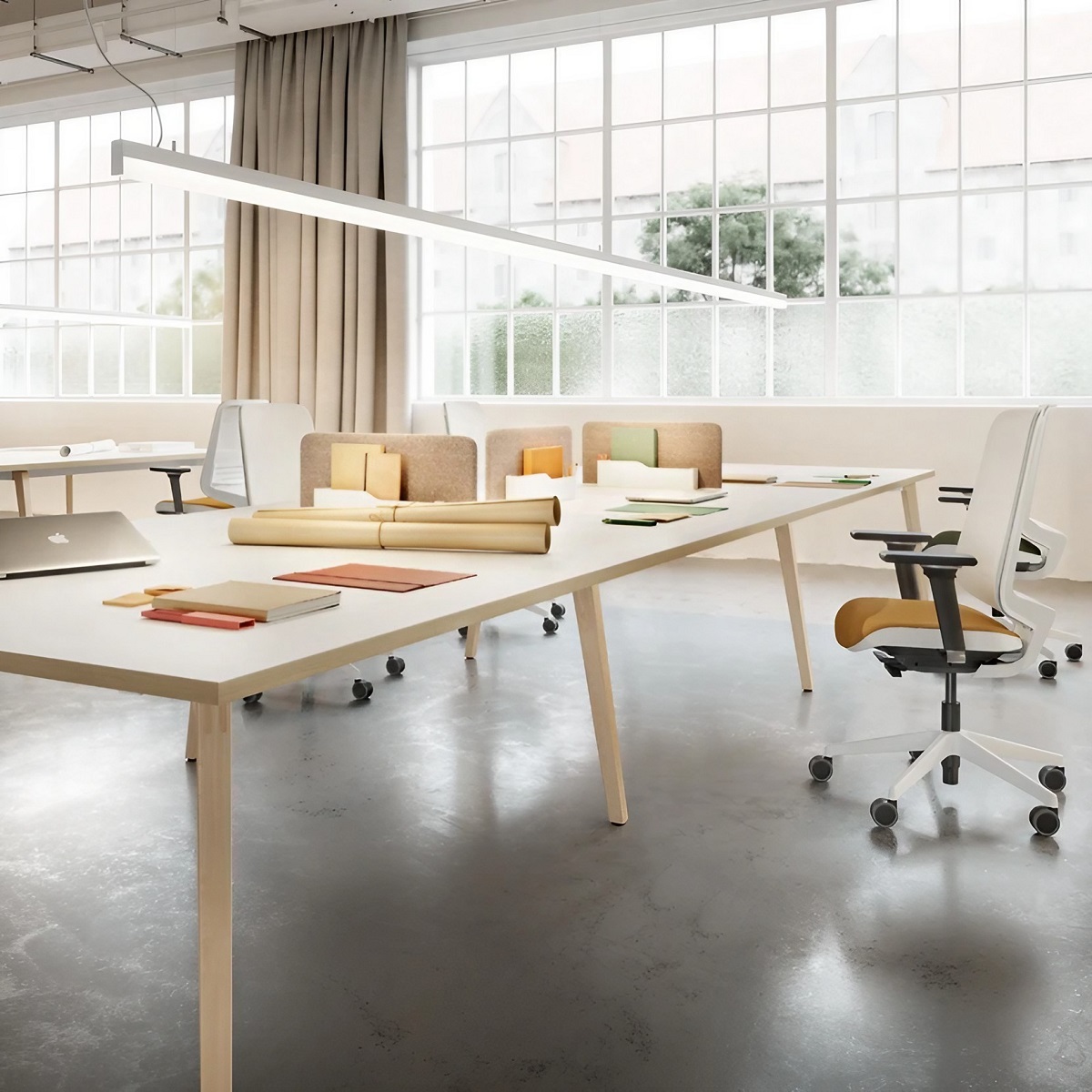 Bureau_bench_design_scandinave_piètement_bois_naturel