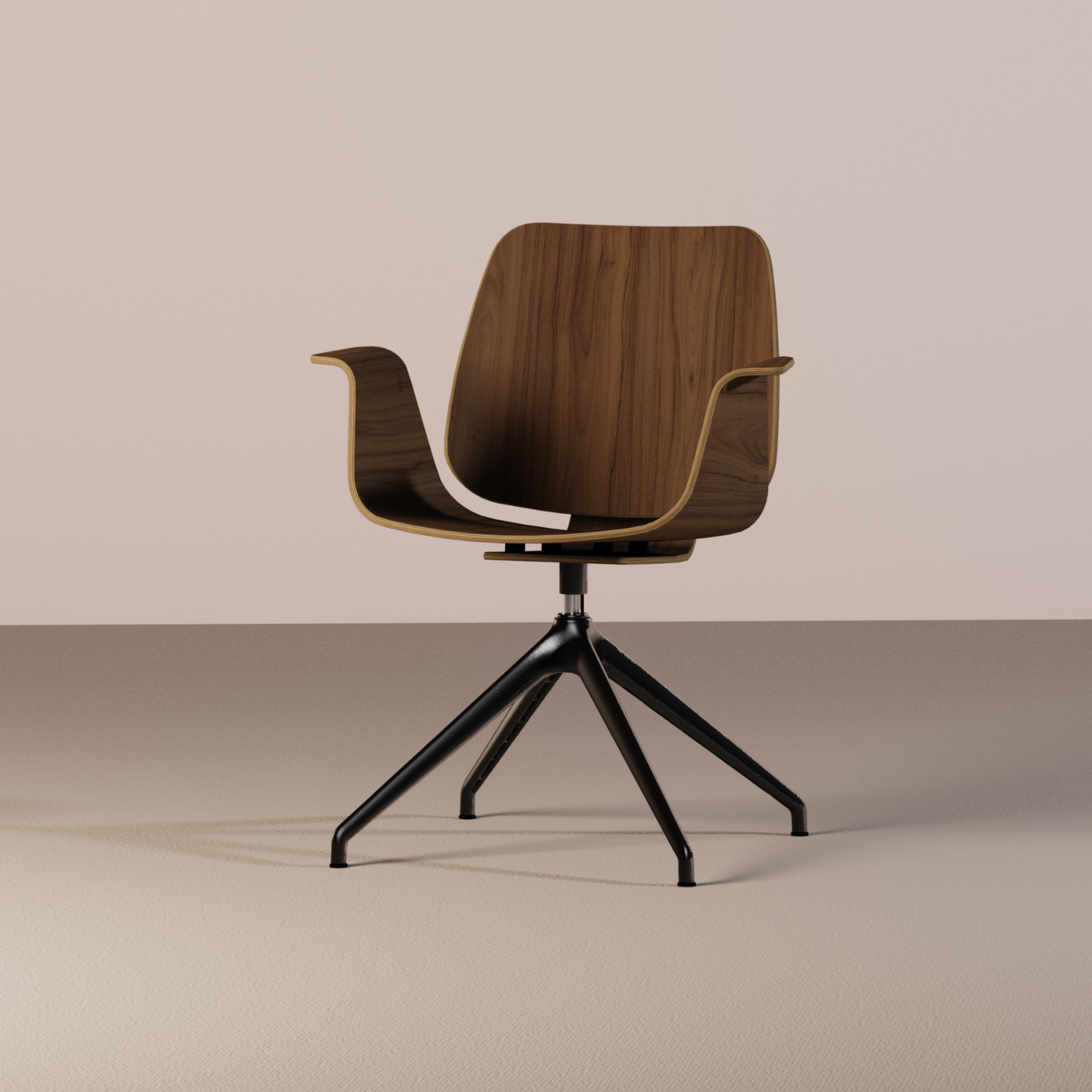 Chaise de réunion en bois avec accoudoirs