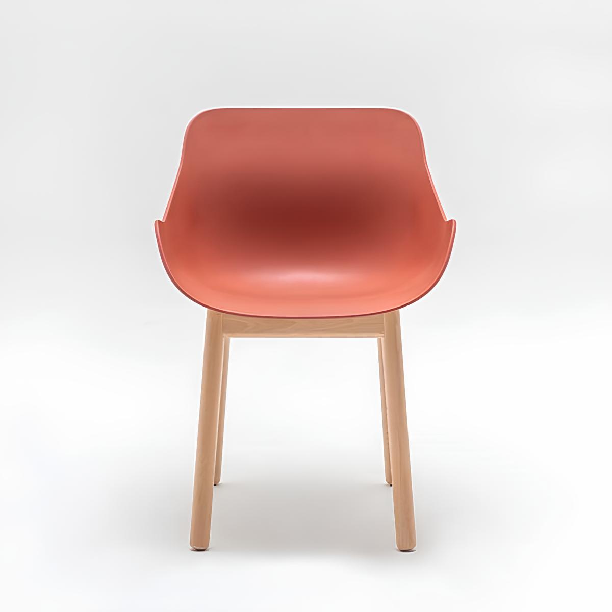 Chaise baquet avec piètement bois pour cafétéria, réunion ou accueil