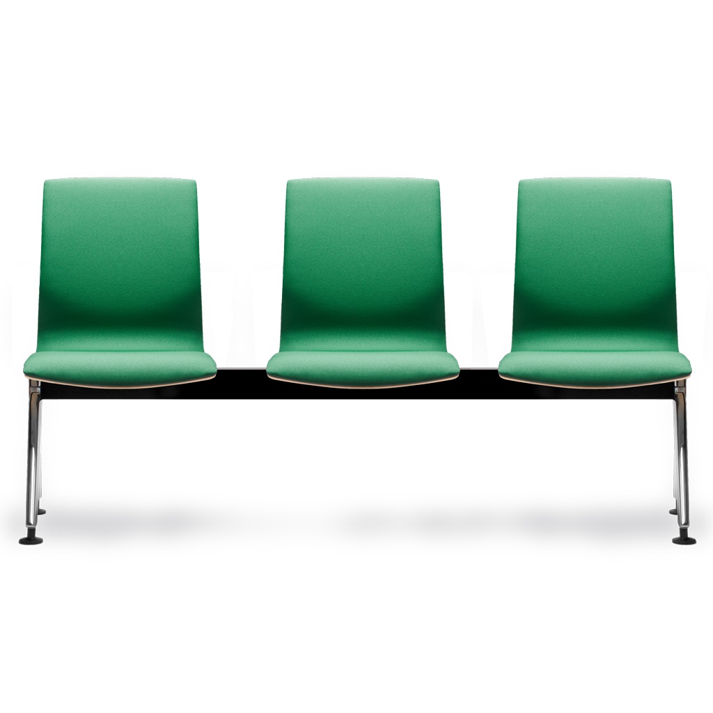 Chaises sur poutre pour salle d’attente tissu ou bois