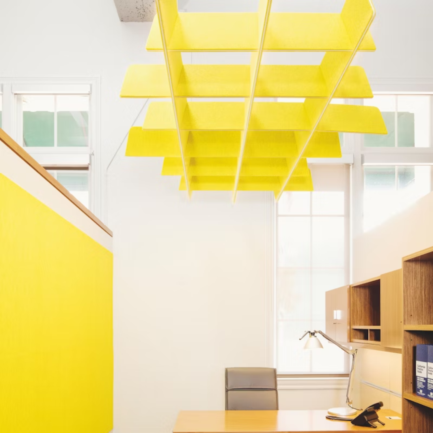 Suspension acoustique de bureau en forme de grille pour plafond