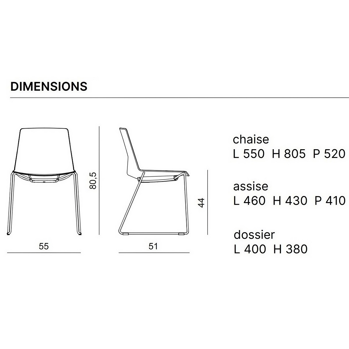 Chaise_bureau_empilable_dimensions