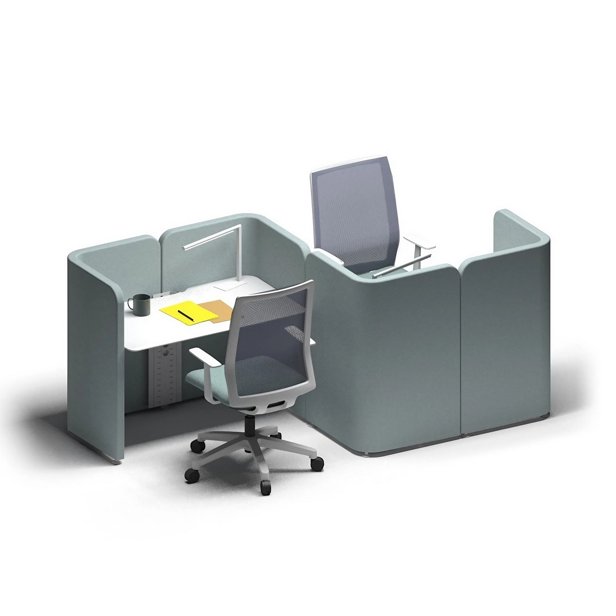 Bureau de concentration modulable avec parois acoustiques H110 ou 150 cm