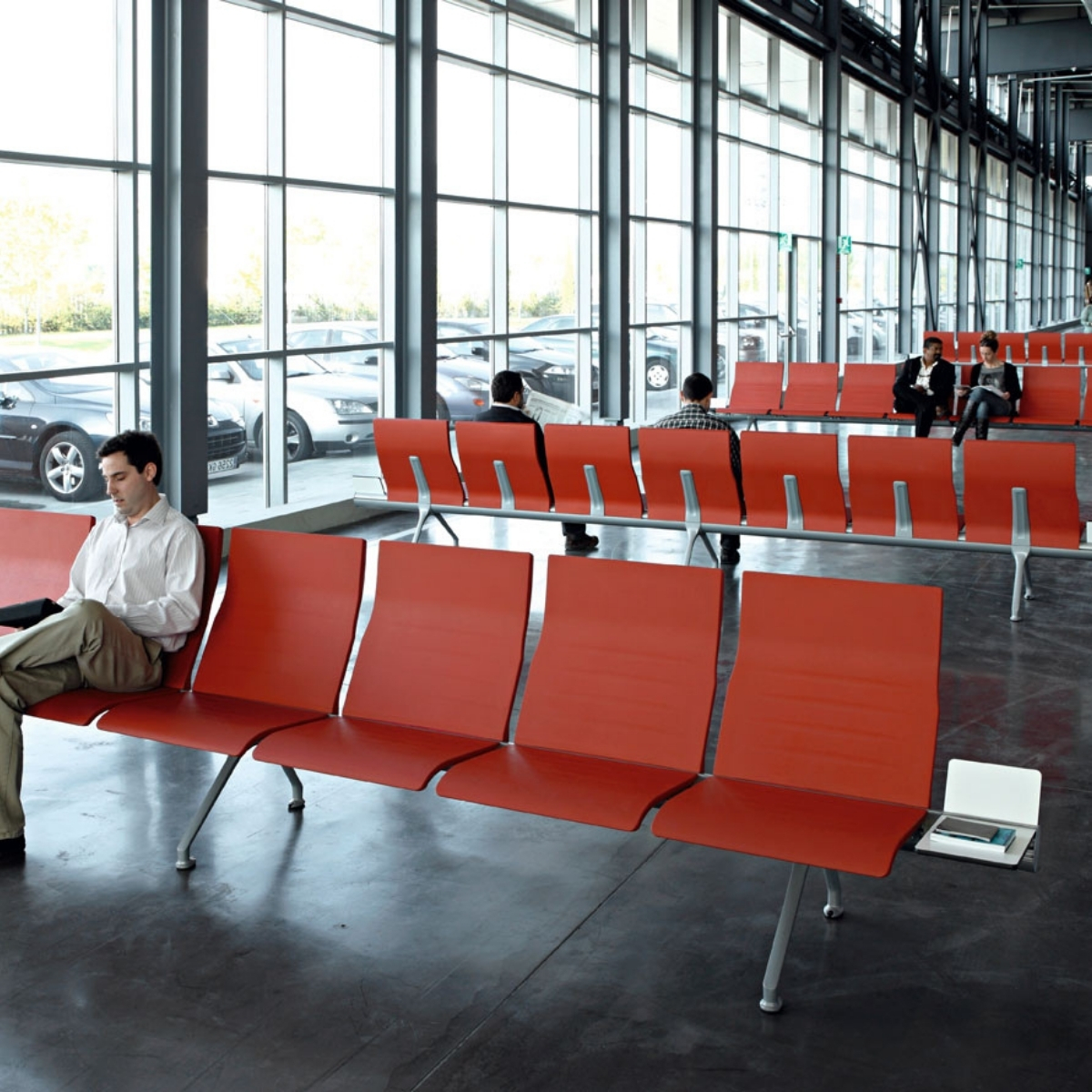 Chaises sur poutre en métal 3 à 7 places pour hall public