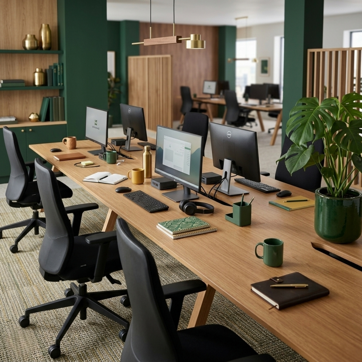 Bureau_bench_design_6_personnes_plaqué_bois