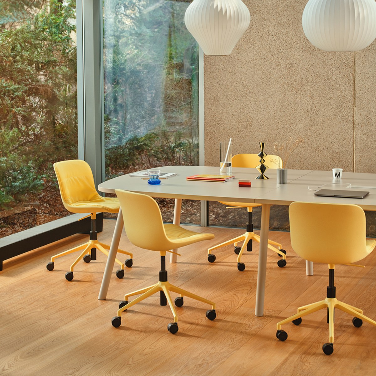 Chaise de bureau sans accoudoirs à coussin drapé et hauteur réglable