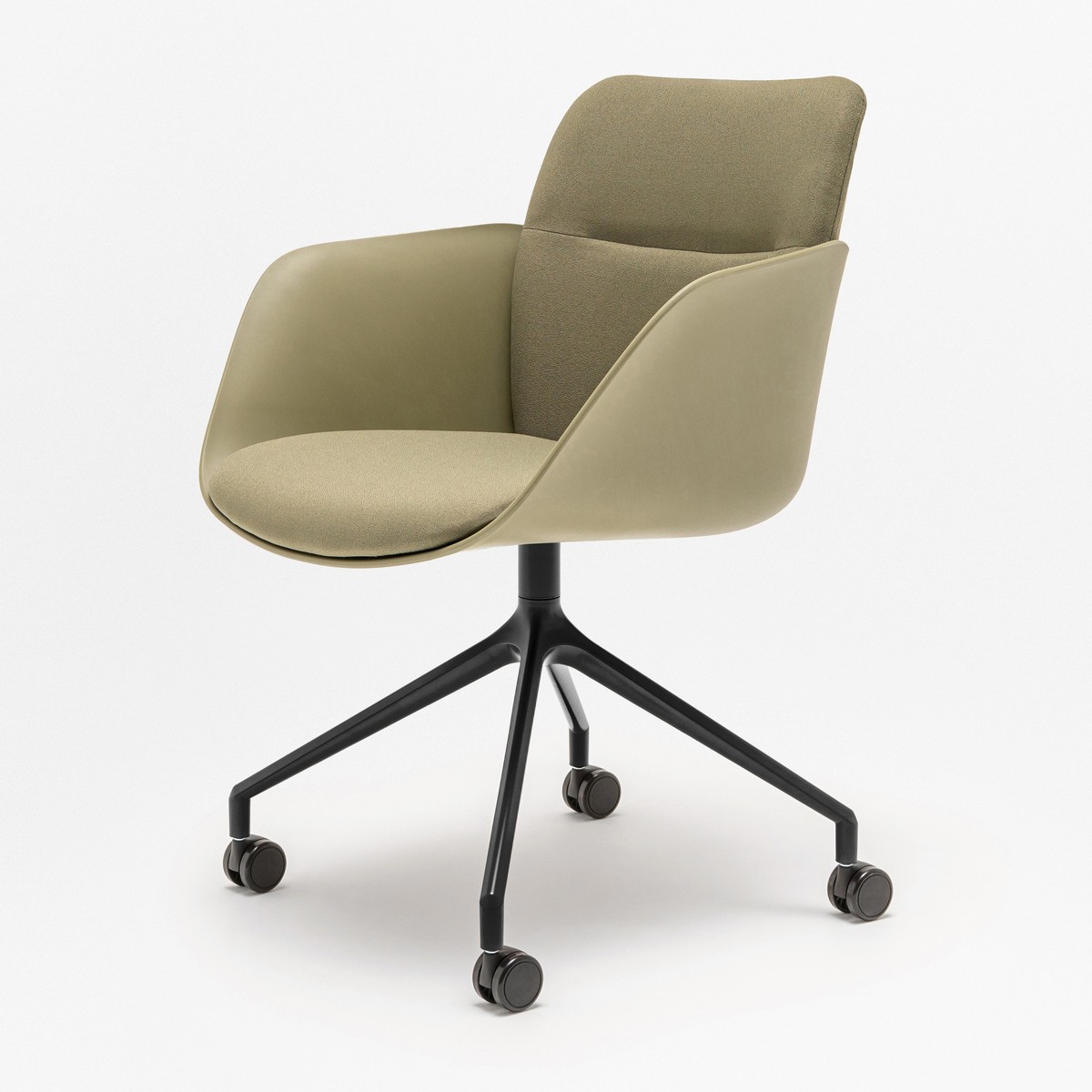 Fauteuil de réunion pivotant à 4 roulettes avec coque baquet