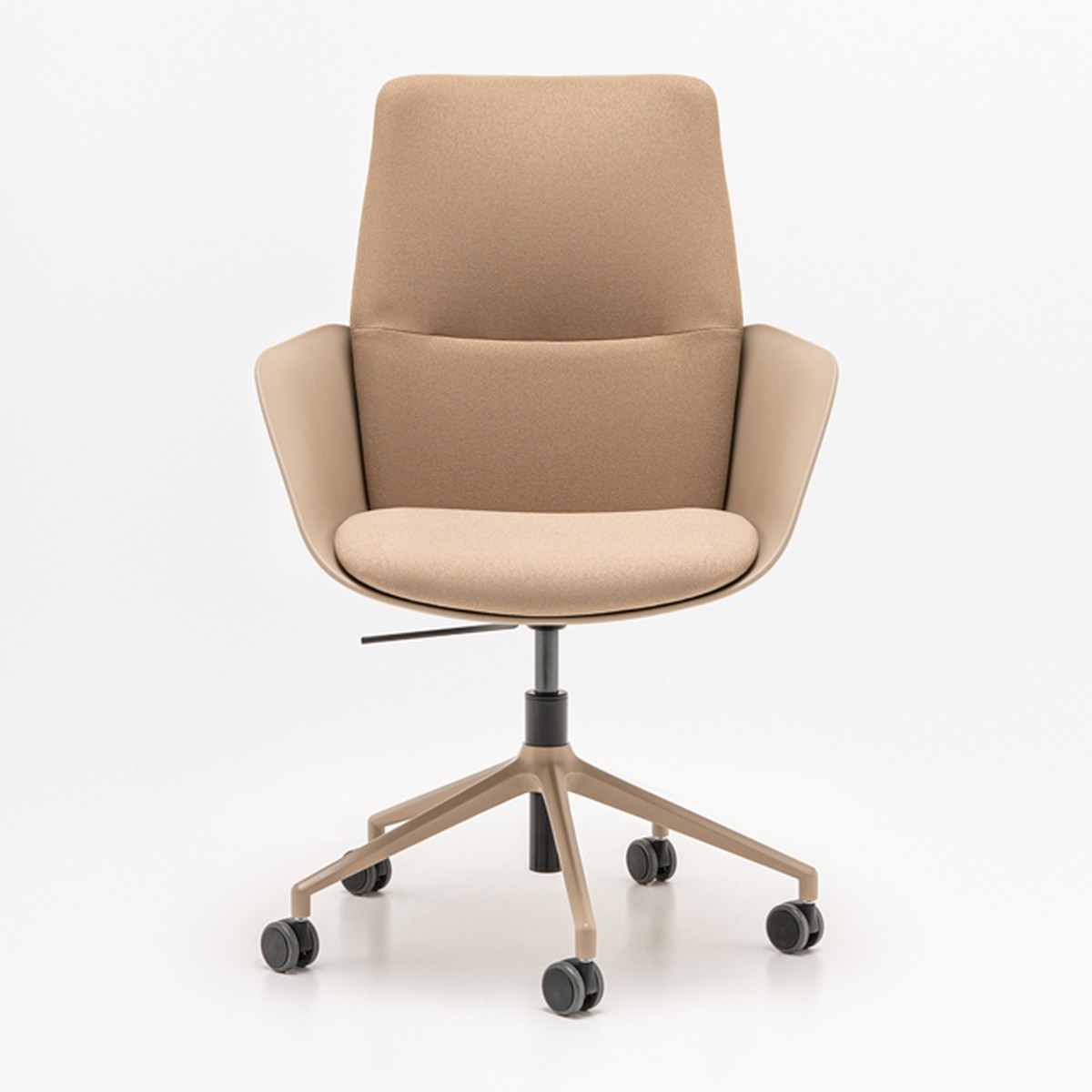 Fauteuil de réunion Senda réglable dossier haut, tissu camel, vue de face