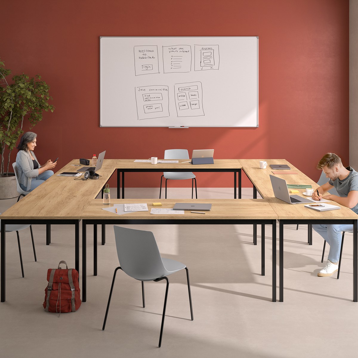 Table de formation modulable droite ou demi-lune sur 4 pieds