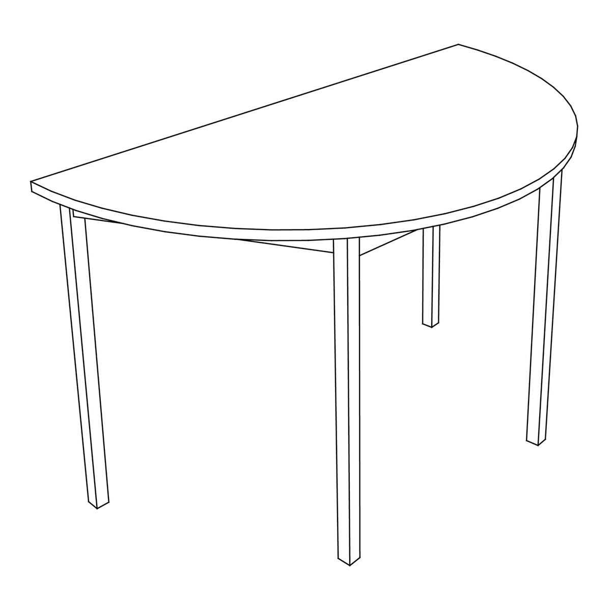 Dessin de la table de formation demi-lune sur 4 pieds