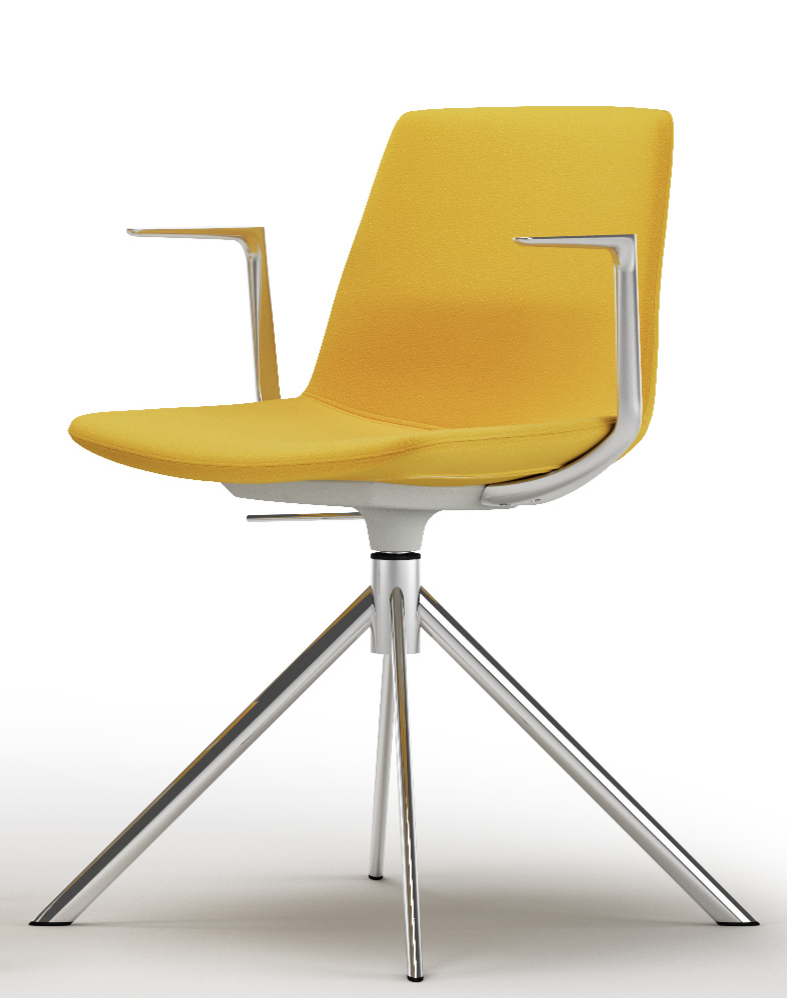 chaise de réunion bureau jaune pivotante