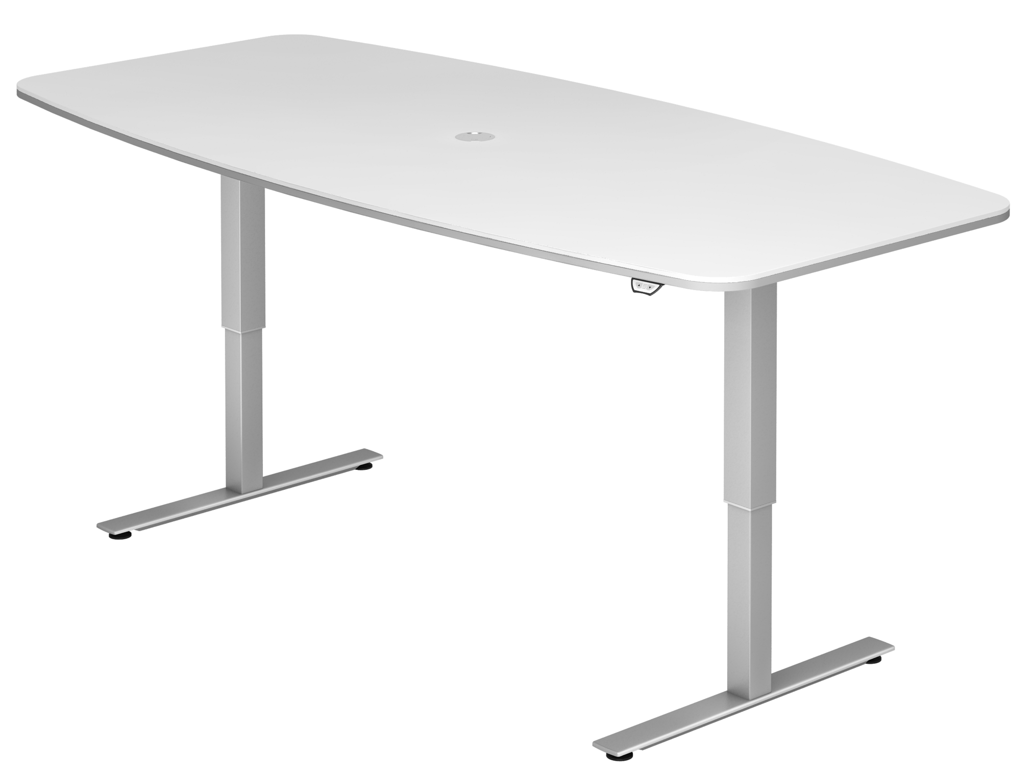 Table de réunion réglable en hauteur teinte blanc