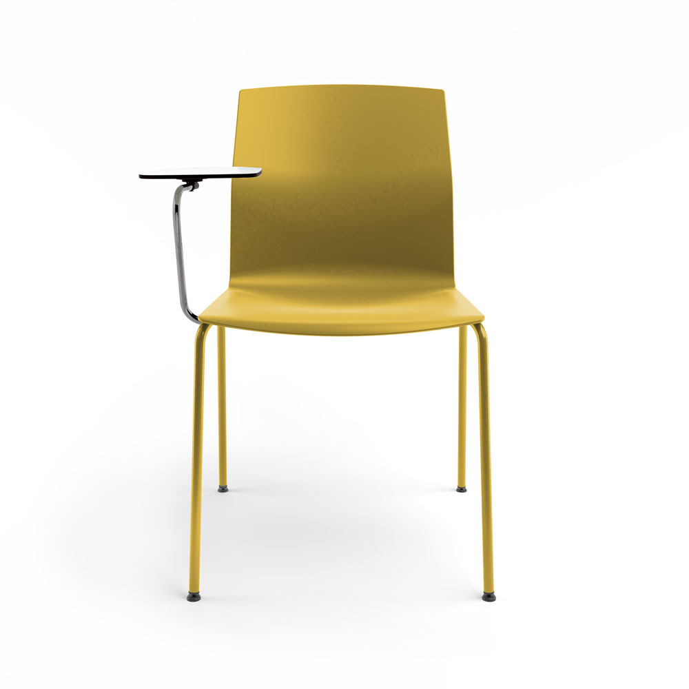 chaise-de-conférence-jaune-avec-tablette-écritoire