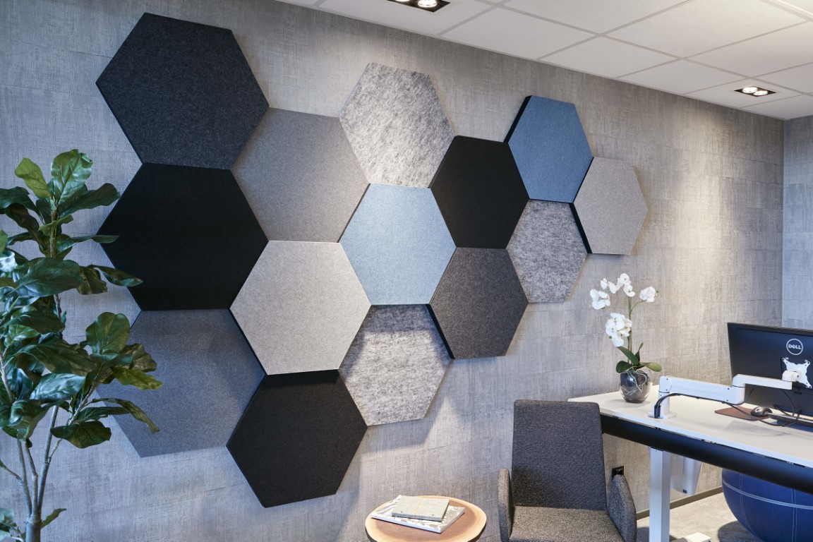  Panneau  mural  acoustique  de forme hexagonale mati re 