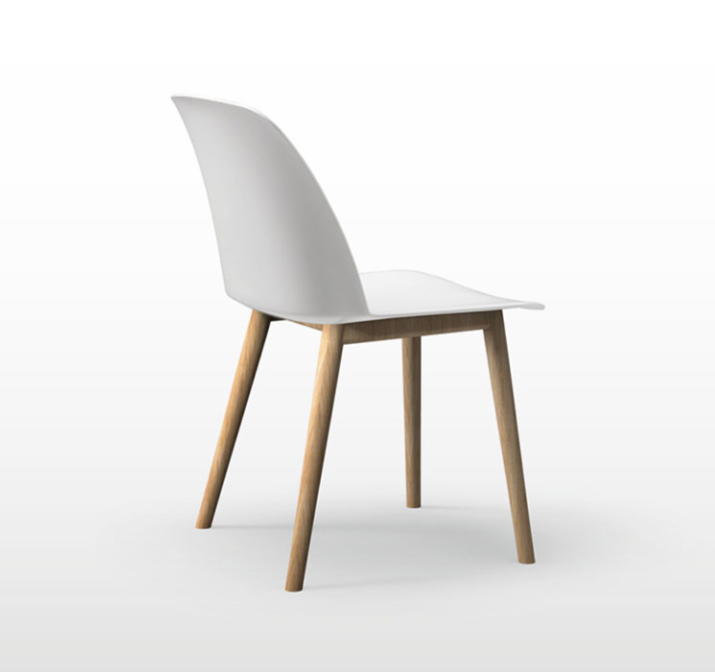 chaise polyvalente blanche avec un piétement en bois