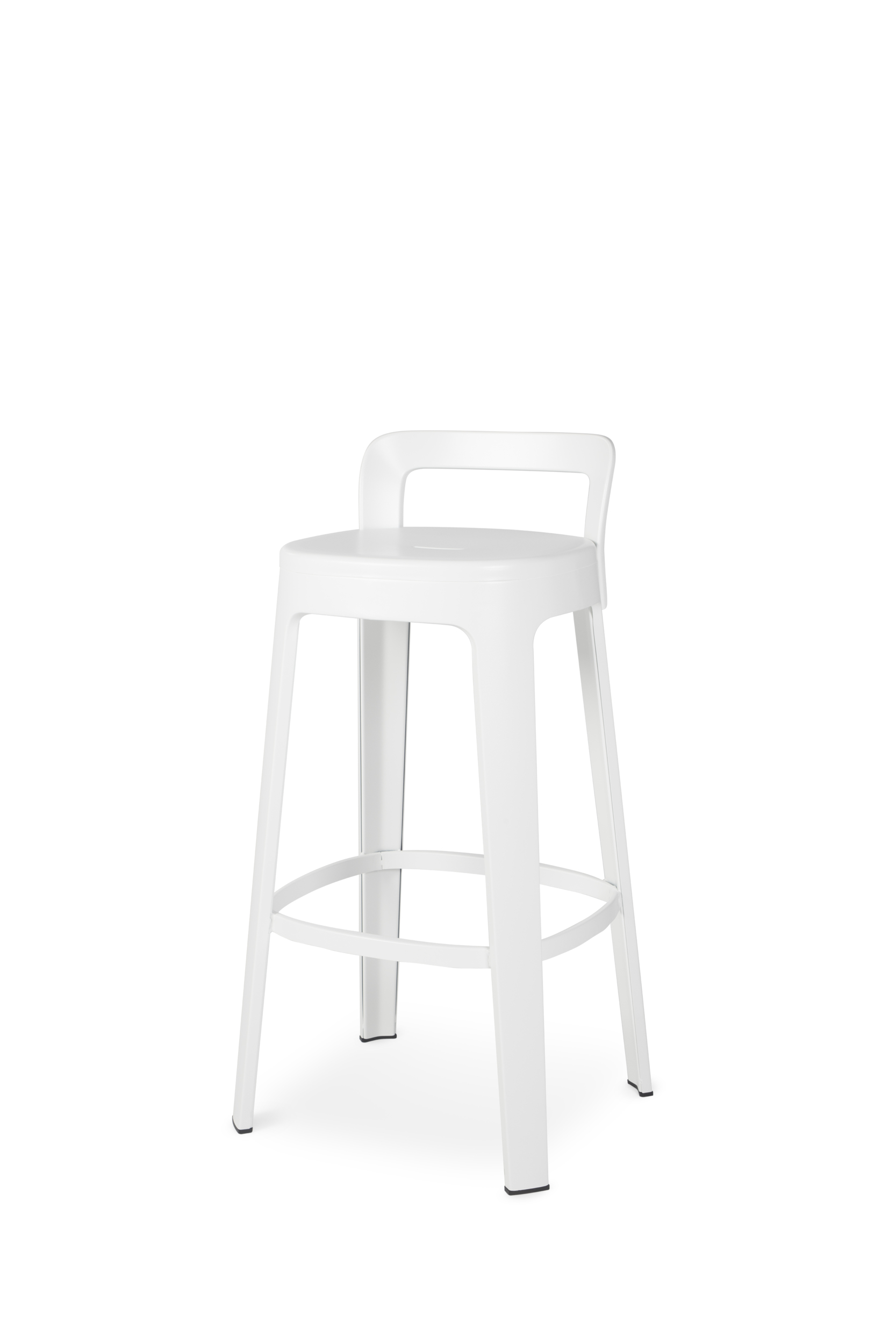 tabouret haut en métal blanc avec dossier