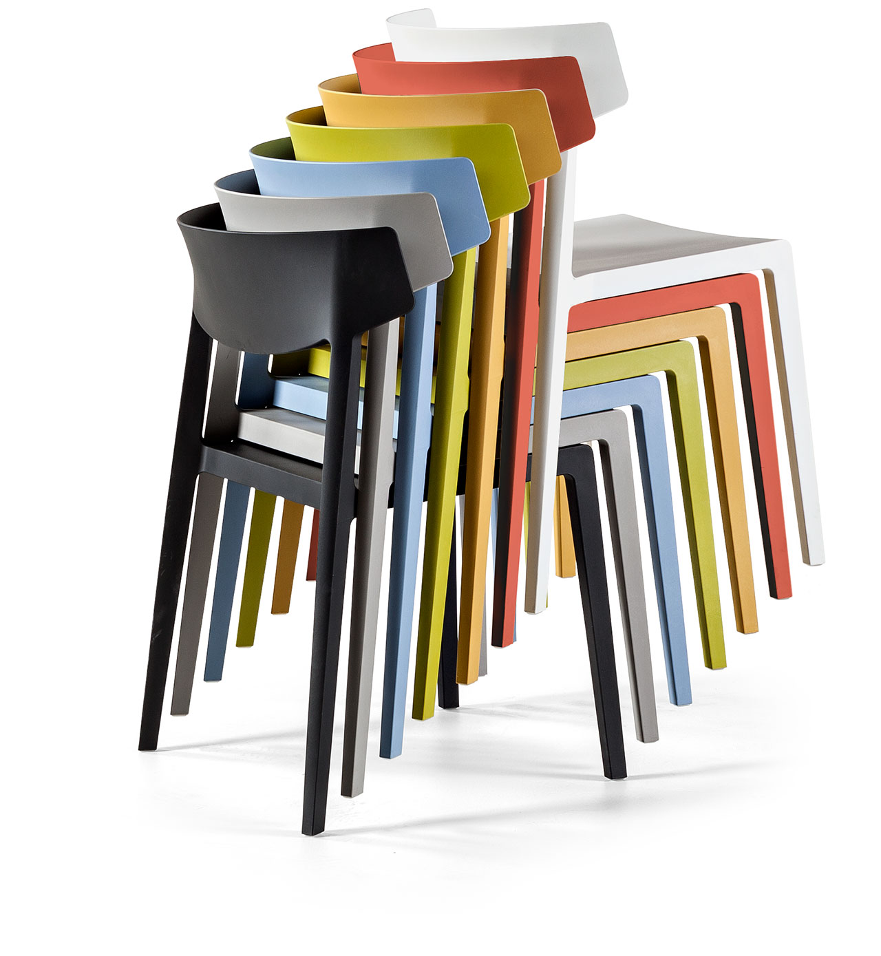 chaise polyvalente empilable coloré