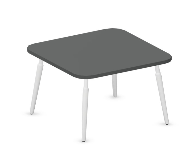 table basse carrée 80x80 plateau noir et pied blanc