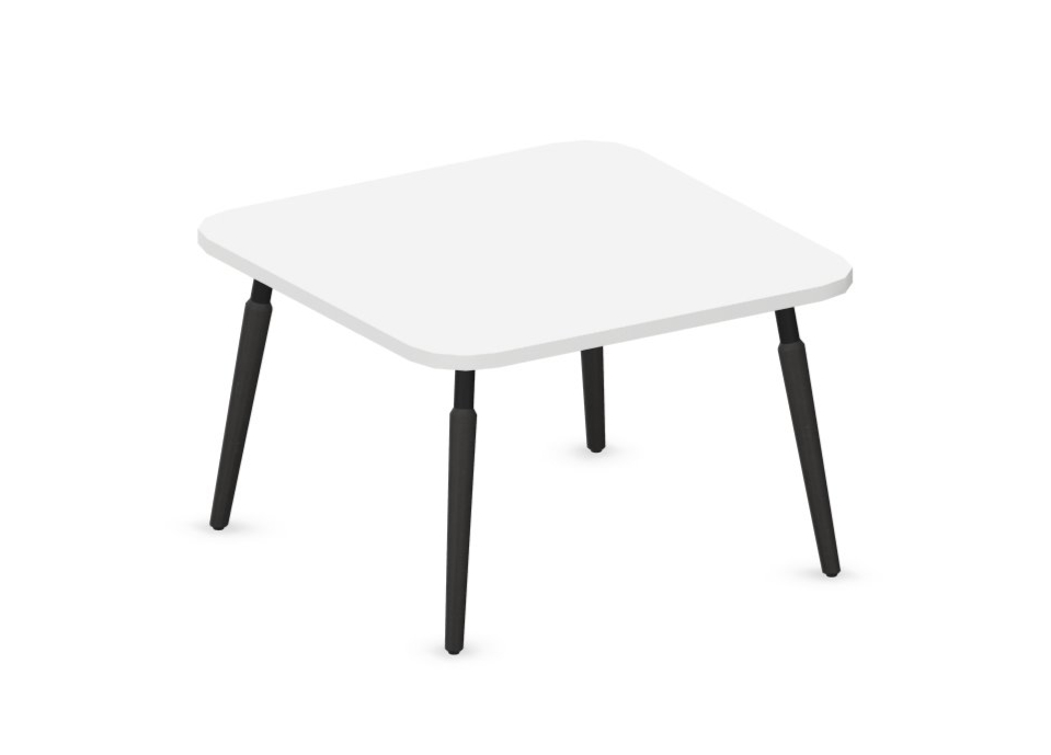 table basse carrée 80x80 blanc et pied noir
