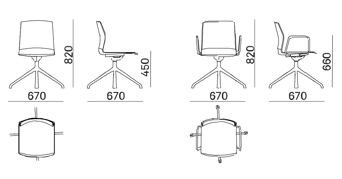 dimensions chaise de réunion kabi swivel