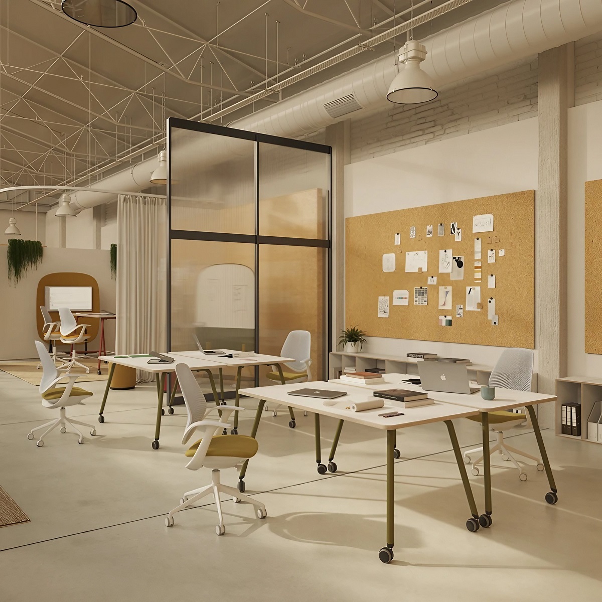 Table de coworking sur roulettes
