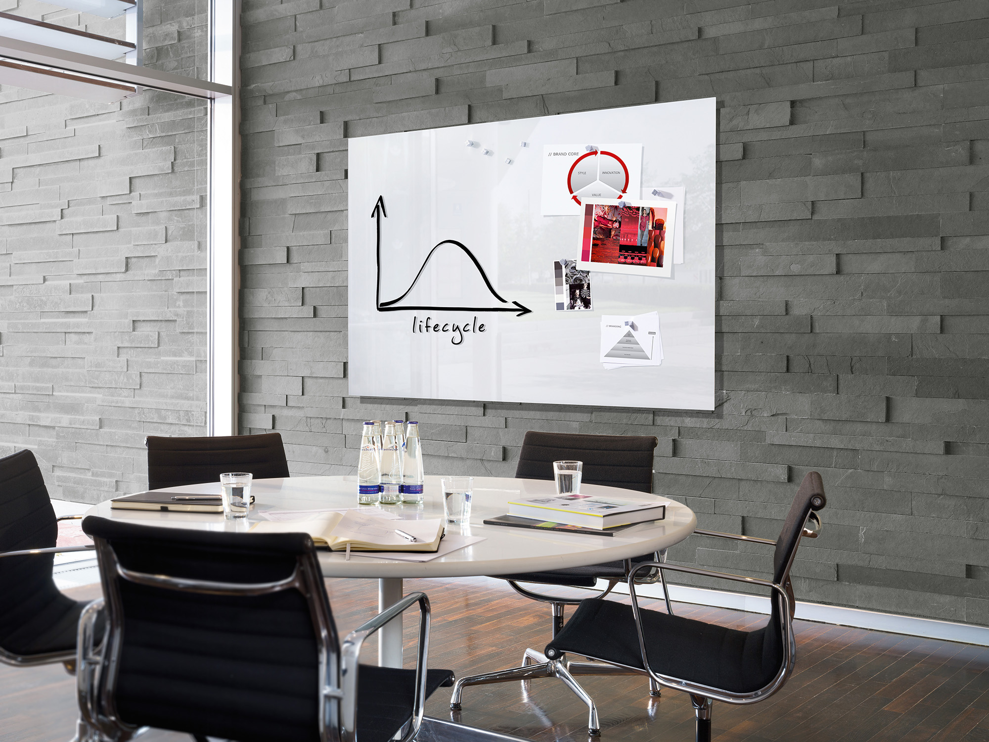 Tableau blanc magnétique en verre