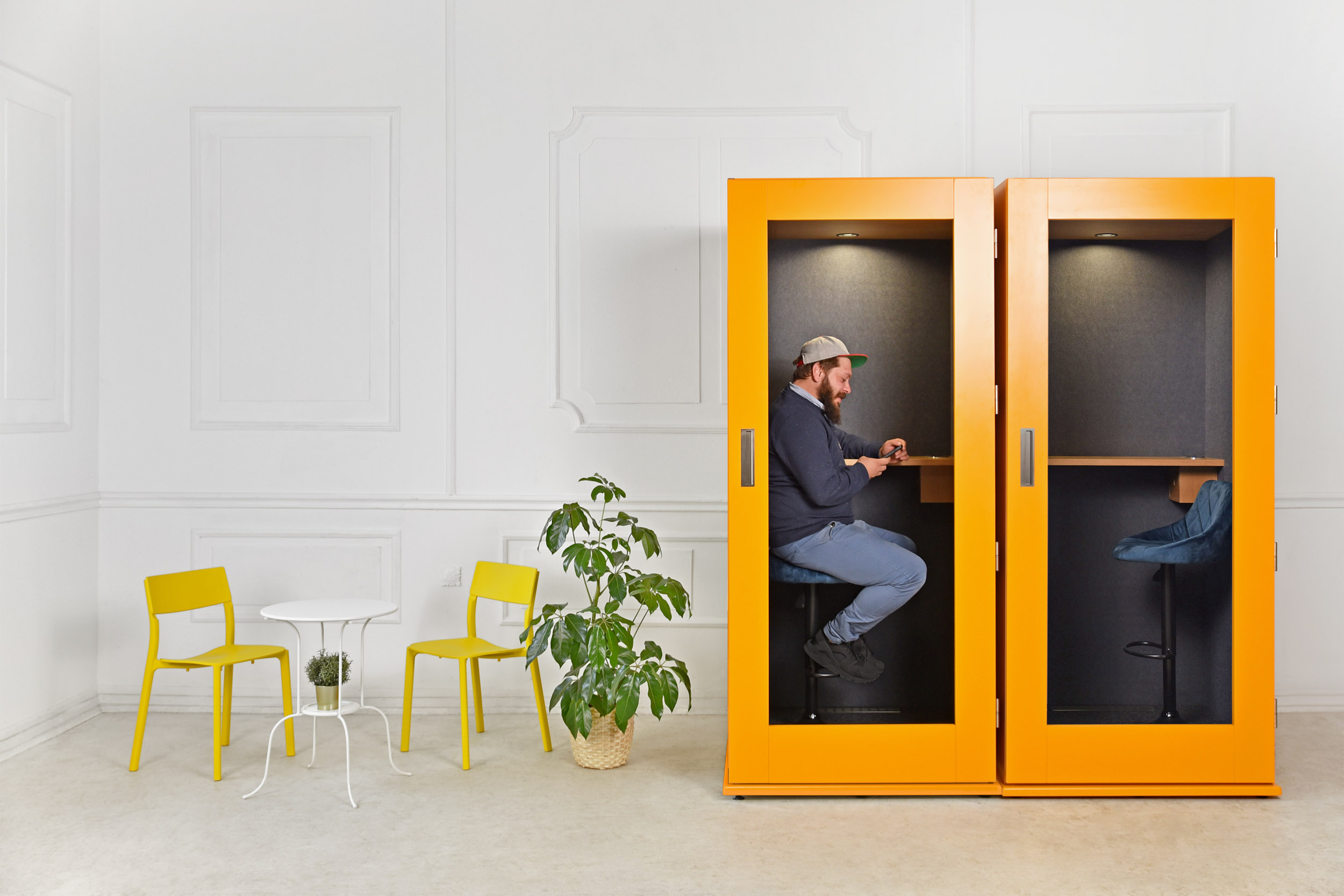 cabine acoustique bureau design economique soho colore jaune