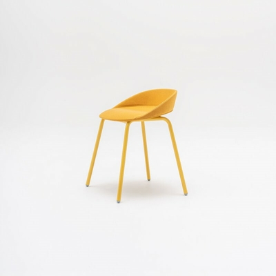 Tabouret_métal_tapissé_dossier_bas_jaune