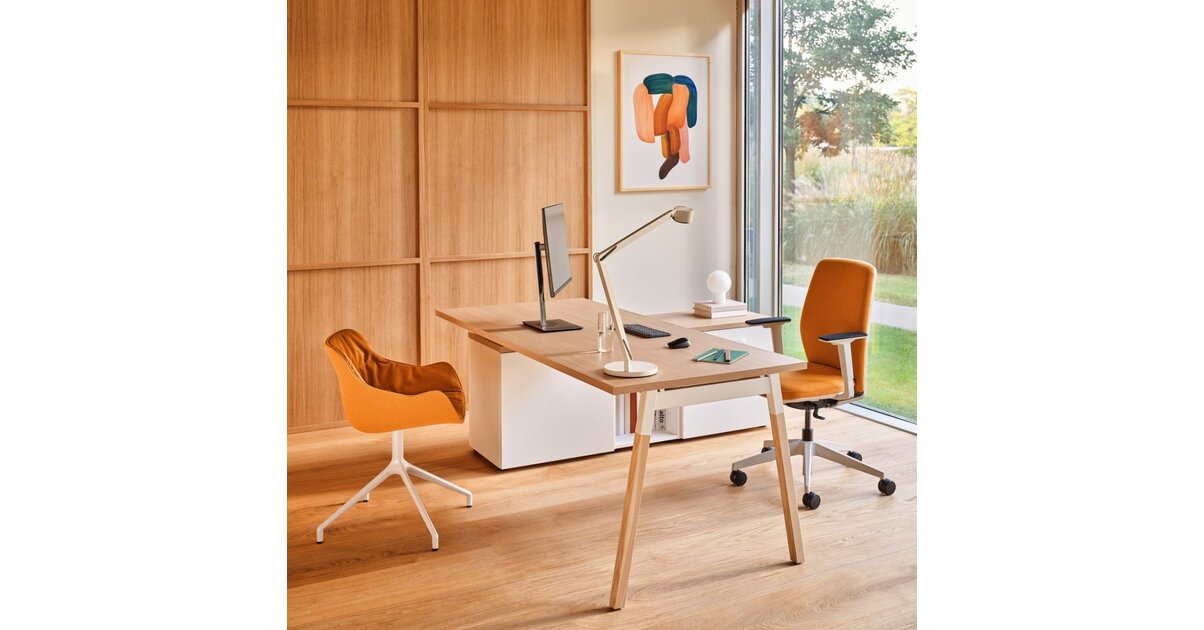 Bureau de direction en mélamine avec rangement