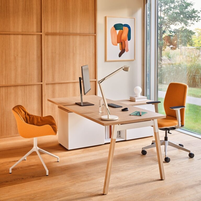 Bureau de direction en mélamine avec rangement