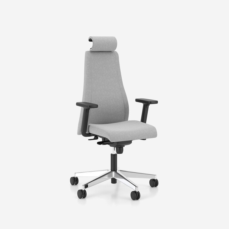 Fauteuil De Bureau Ergonomique Réglable - Chaise Direction Gris Clair, Appui-tête Et Accoudoirs, Poids Max 120kg, Neuf Sous Garantie