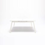 Bench bureau Ogi M blanc pastel, vue de face avec le joint central entre les deux plateaux