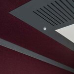 Plafond dune cabine acoustique avec grille dextraction dair et détecteur de présence, tissu bordeaux