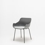 Chaise de réunion Baltic Remix anthracite, coussin gris clair, vue de trois quarts