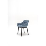 Fauteuil Baltic Soft Duo bleu-gris sur pieds en hêtre noir, vue de trois quarts